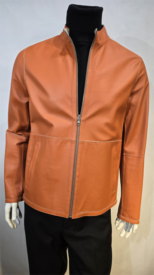Smooth Lite weight Reversible leather jacket with zip pockets.